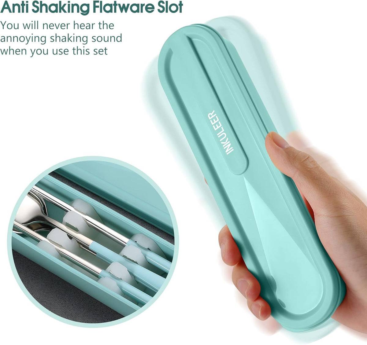 Travel cutlery set, 18/8 stainless steel cutlery, Reusable utensils set with case, Portable Silverware Lunch Box for Camping and Office (Rose Gold/knife set)