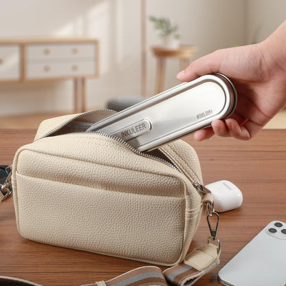 Travel cutlery set, 18/8 stainless steel cutlery, Reusable utensils set with case, Portable Silverware Lunch Box for Camping and Office (Rose Gold/knife set)