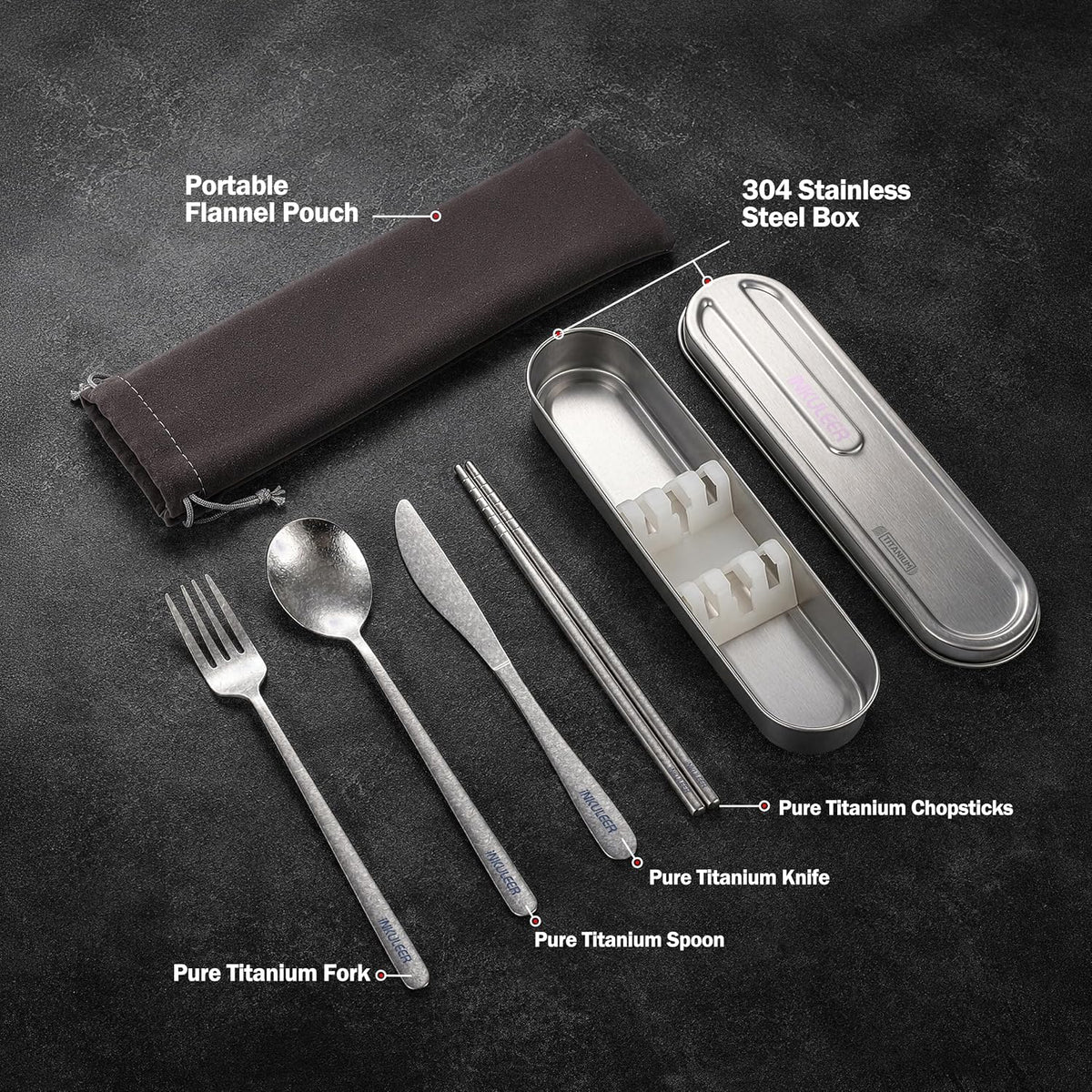 Travel cutlery set, 18/8 stainless steel cutlery, Reusable utensils set with case, Portable Silverware Lunch Box for Camping and Office (Rose Gold/knife set)