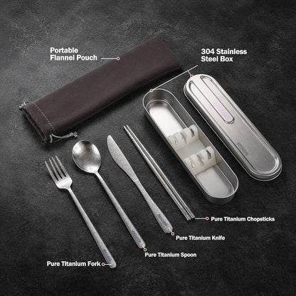 Travel cutlery set, 18/8 stainless steel cutlery, Reusable utensils set with case, Portable Silverware Lunch Box for Camping and Office (Rose Gold/knife set)