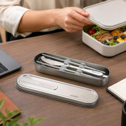 Travel cutlery set, 18/8 stainless steel cutlery, Reusable utensils set with case, Portable Silverware Lunch Box for Camping and Office (Rose Gold/knife set)