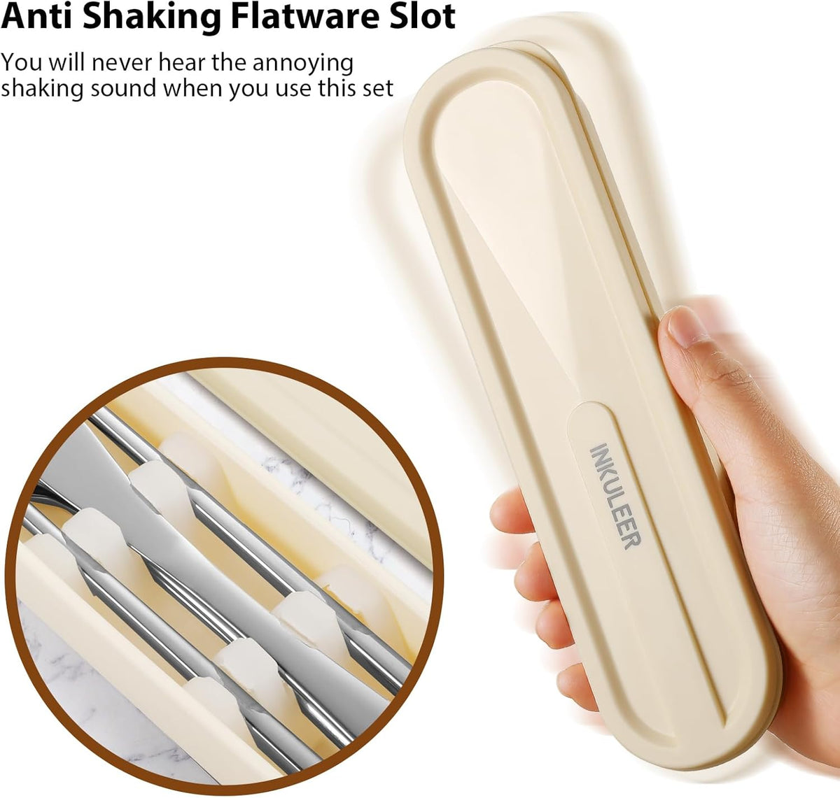 Travel cutlery set, 18/8 stainless steel cutlery, Reusable utensils set with case, Portable Silverware Lunch Box for Camping and Office (Rose Gold/knife set)