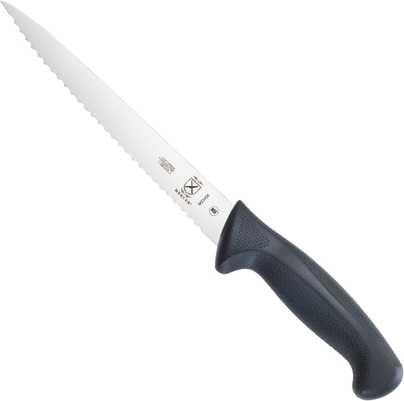 M22408 Millennia Black Handle, 8-Inch Offset Wavy Edge, Bread Knife