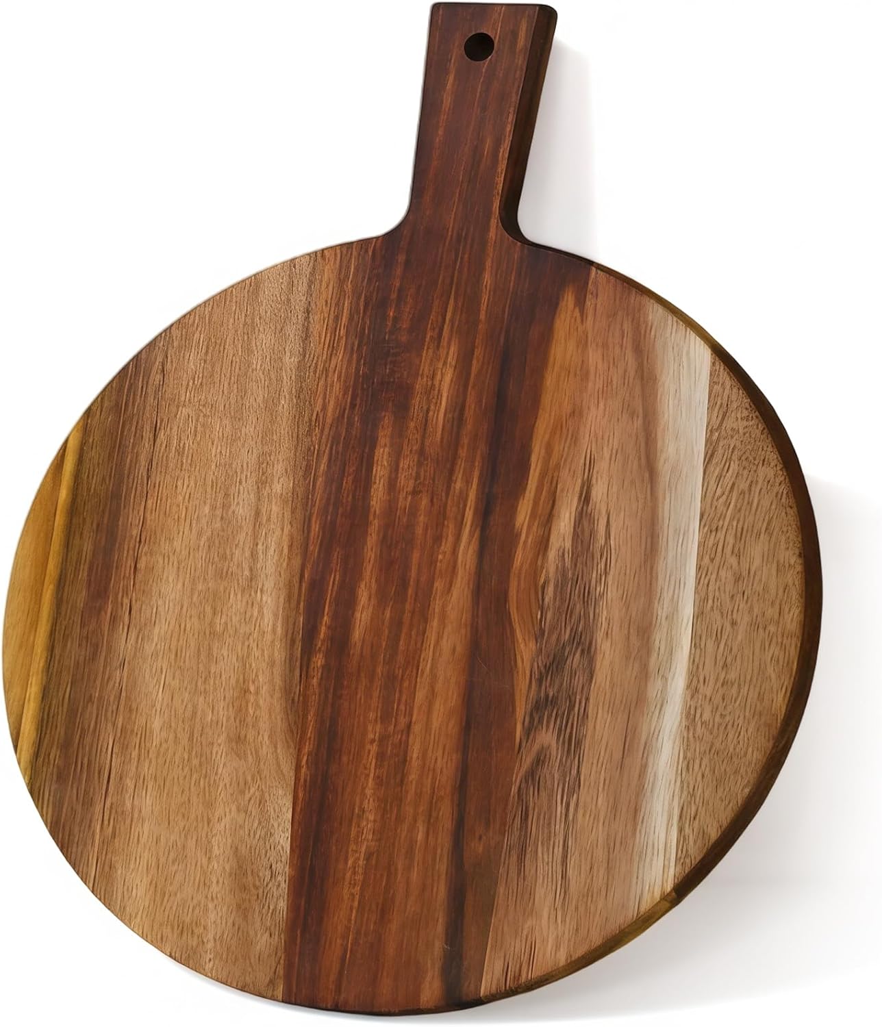 Acacia Wood Cutting Board with Handle, Wooden Chopping Board for Meat, Cheese, Bread & Vegetables, Decorative Charcuterie Serving Board for Kitchen Cooking, Pizza & Party Dining, 17"x13"