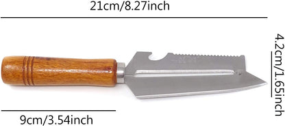 Sharp Multifunctional Stainless Steel Wooden Handle Knife Fruits Peeler Vegetables Knife Fish Scales Scraper Bottle Opener