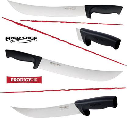 Prodigy Series 12-Inch Cimeter Breaking Knife - High Carbon Stainless Steel Butcher Knife with Curved Blade, Ergonomic Non-Slip Handle, Black