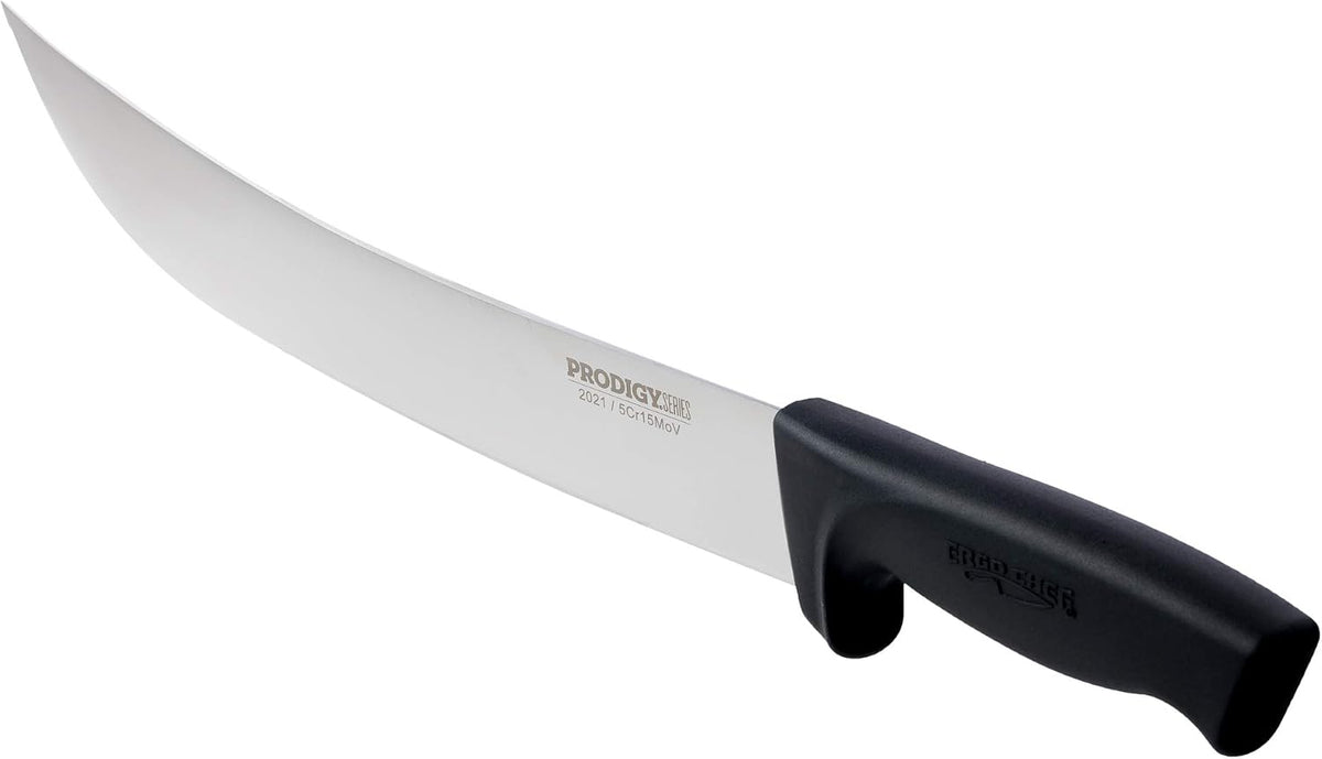 Prodigy Series 12-Inch Cimeter Breaking Knife - High Carbon Stainless Steel Butcher Knife with Curved Blade, Ergonomic Non-Slip Handle, Black