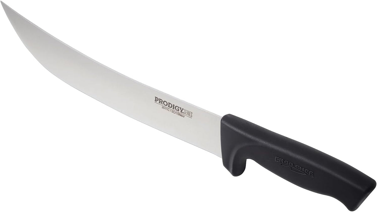 Prodigy Series 12-Inch Cimeter Breaking Knife - High Carbon Stainless Steel Butcher Knife with Curved Blade, Ergonomic Non-Slip Handle, Black