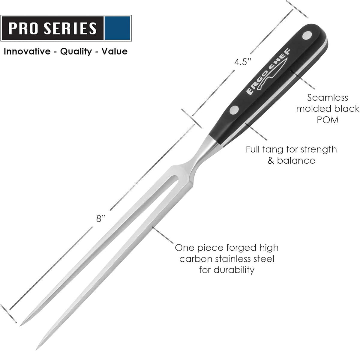 Prodigy Series 12-Inch Cimeter Breaking Knife - High Carbon Stainless Steel Butcher Knife with Curved Blade, Ergonomic Non-Slip Handle, Black