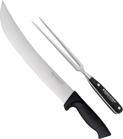 Prodigy Series 12-Inch Cimeter Breaking Knife - High Carbon Stainless Steel Butcher Knife with Curved Blade, Ergonomic Non-Slip Handle, Black