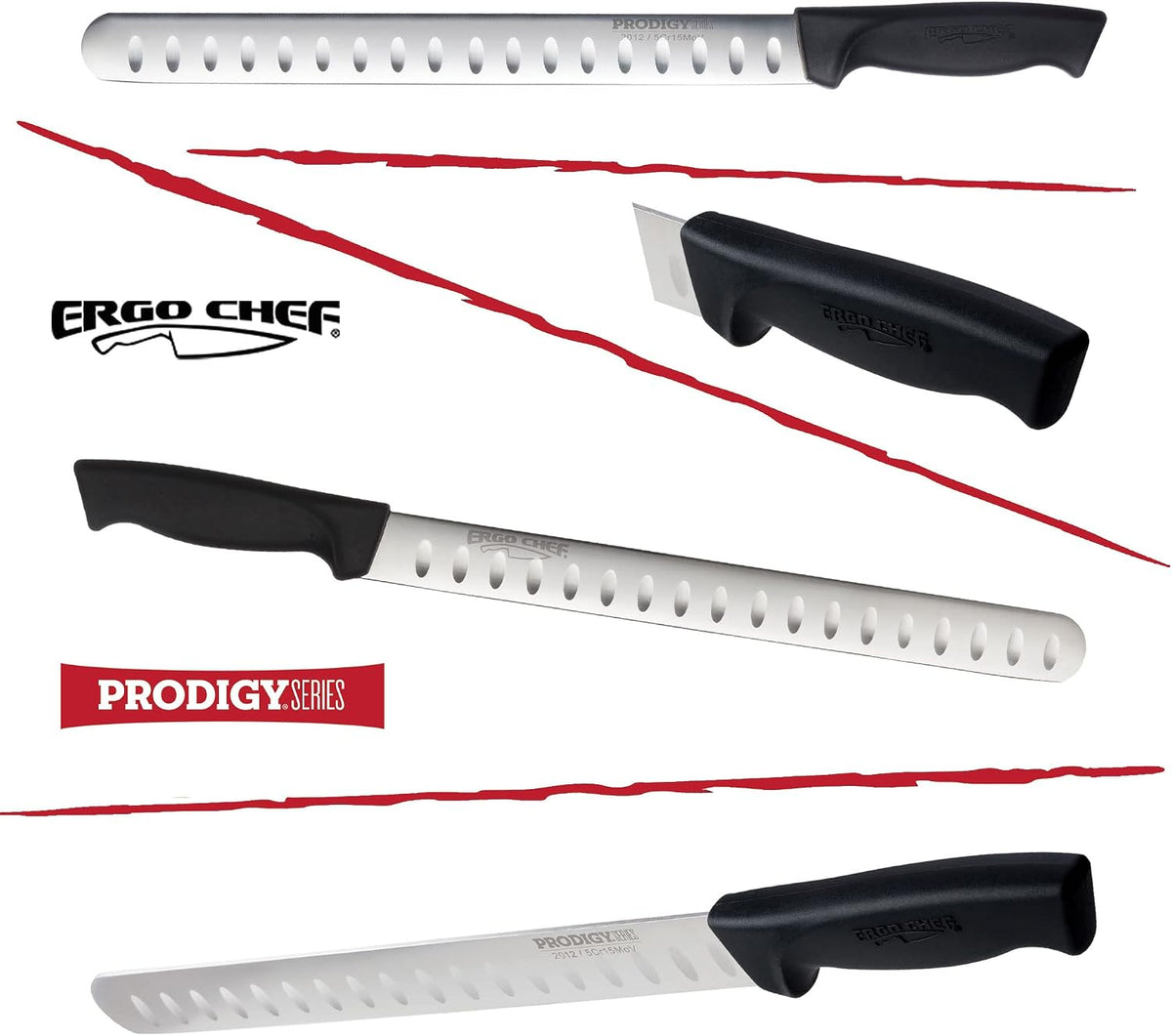 Prodigy Series 12-Inch Cimeter Breaking Knife - High Carbon Stainless Steel Butcher Knife with Curved Blade, Ergonomic Non-Slip Handle, Black