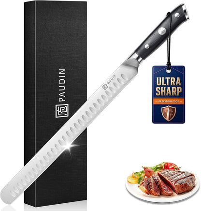 Brisket Knife, 12 Inch Dishwasher Safe Carving Slicing Knife for Meat, Razor Sharp German 1.4116 Steel Smoked Meat Cutter with Non-Slip Ergonomic G10 Handle & Gift Box, Perfect Gifts for Men
