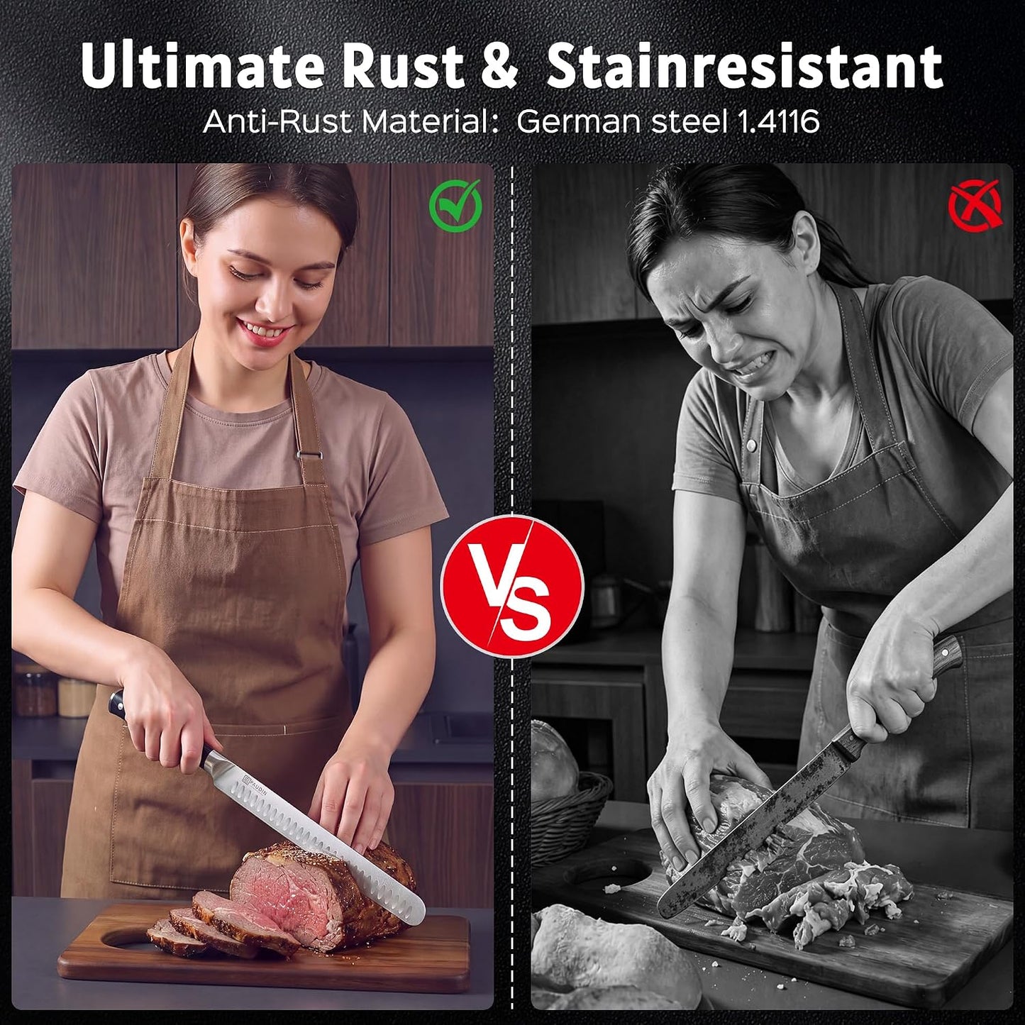 Brisket Knife, 12 Inch Dishwasher Safe Carving Slicing Knife for Meat, Razor Sharp German 1.4116 Steel Smoked Meat Cutter with Non-Slip Ergonomic G10 Handle & Gift Box, Perfect Gifts for Men