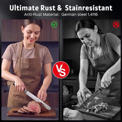 Brisket Knife, 12 Inch Dishwasher Safe Carving Slicing Knife for Meat, Razor Sharp German 1.4116 Steel Smoked Meat Cutter with Non-Slip Ergonomic G10 Handle & Gift Box, Perfect Gifts for Men