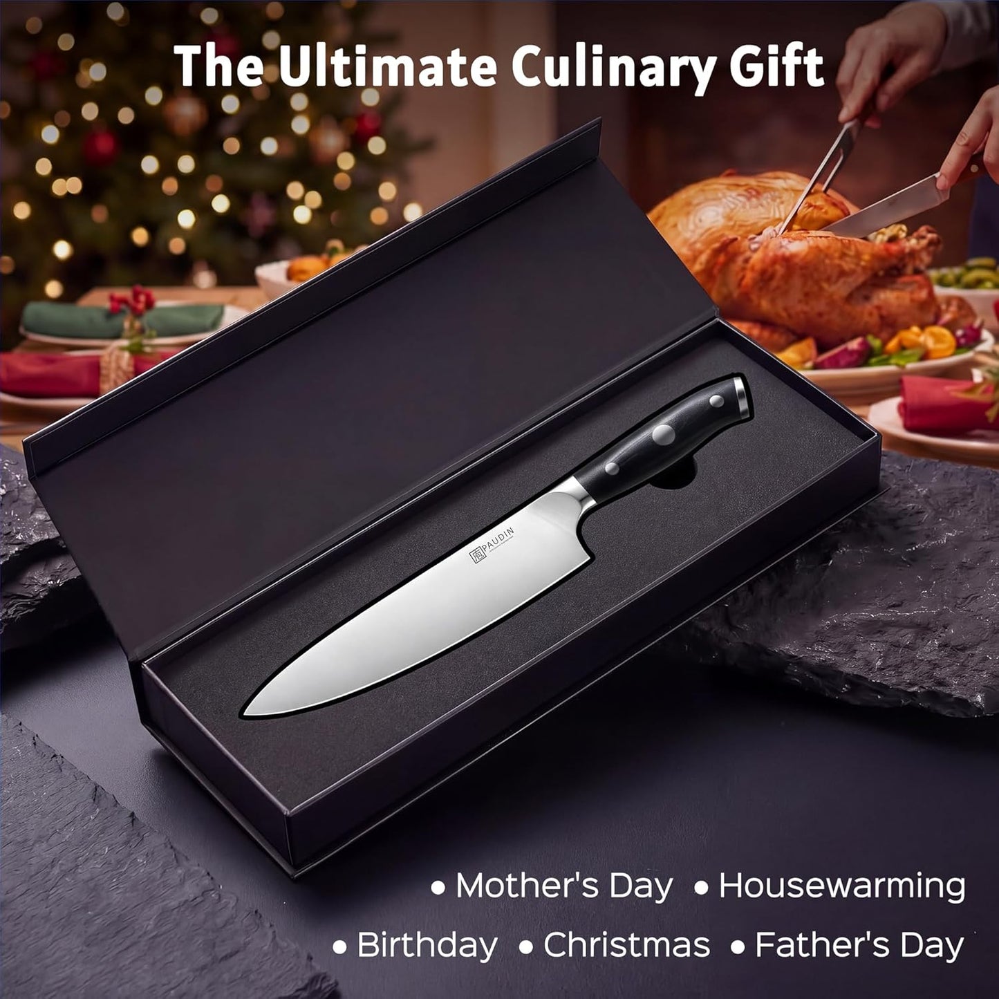 Brisket Knife, 12 Inch Dishwasher Safe Carving Slicing Knife for Meat, Razor Sharp German 1.4116 Steel Smoked Meat Cutter with Non-Slip Ergonomic G10 Handle & Gift Box, Perfect Gifts for Men