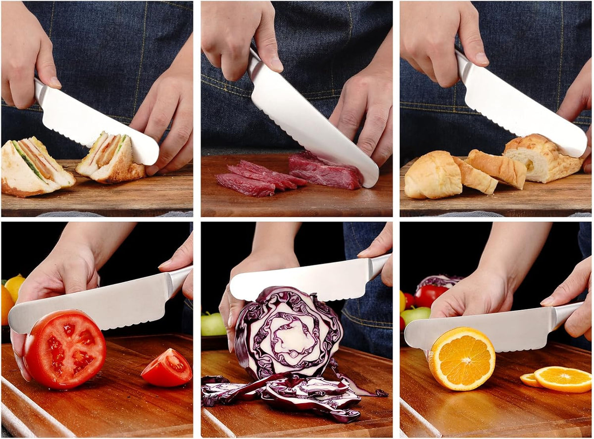 Sandwich Knife, 6 Inch Serrated Utility Knife - High Carbon Stainless Steel Blade for Bread, Vegetable, Meat Cutting, Butter Spreading - Silver