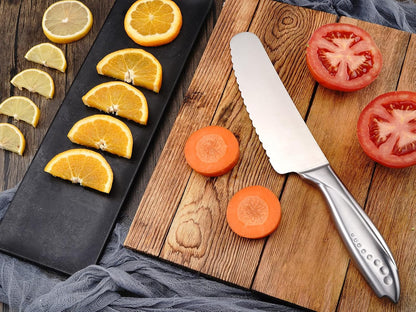 Sandwich Knife, 6 Inch Serrated Utility Knife - High Carbon Stainless Steel Blade for Bread, Vegetable, Meat Cutting, Butter Spreading - Silver