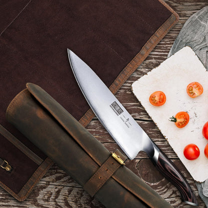 Leather Knife Roll Chef Knife Bag Professional Chef Knifes Roll Bag Travel Storage Carrying Case Wrap Holder Sheath Kitchen Carrier Protectors Sleeve Tool Chefs Gift Grizzly