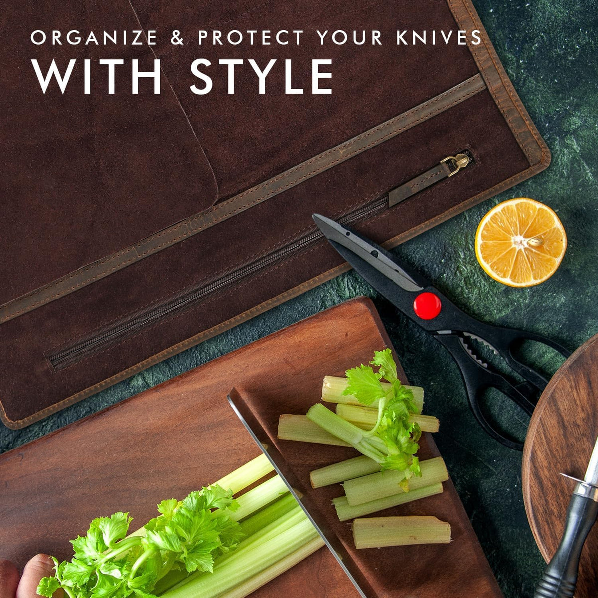 Leather Knife Roll Chef Knife Bag Professional Chef Knifes Roll Bag Travel Storage Carrying Case Wrap Holder Sheath Kitchen Carrier Protectors Sleeve Tool Chefs Gift Grizzly