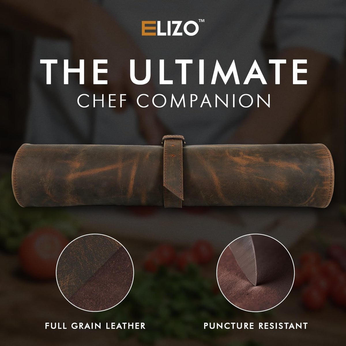 Leather Knife Roll Chef Knife Bag Professional Chef Knifes Roll Bag Travel Storage Carrying Case Wrap Holder Sheath Kitchen Carrier Protectors Sleeve Tool Chefs Gift Grizzly