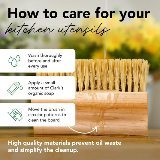 Cutting Board Oil & Wax Brush with Maple Wood Handle - Large | Restores Beauty Of Your Butcher Block, Cast Iron & Countertops - Smooth & Consistent Finish