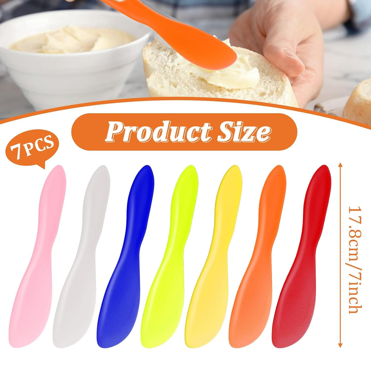 7 PCS Plastic Butter Knife Spreader, Multi Purpose Peanut Butter Knife Spreader, Spread Knives for Cheese Cream Icing