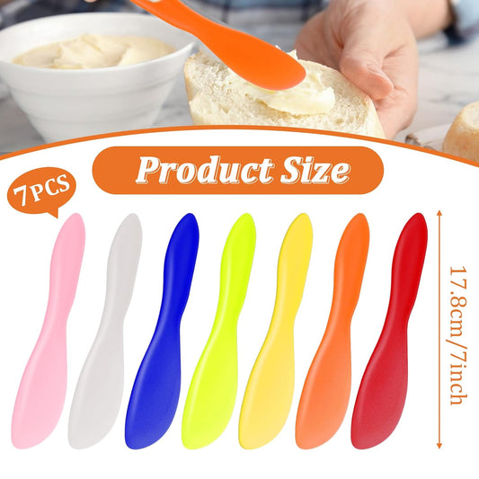 7 PCS Plastic Butter Knife Spreader, Multi Purpose Peanut Butter Knife Spreader, Spread Knives for Cheese Cream Icing