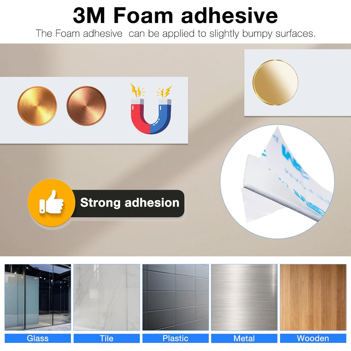 Adhesive Metal Tape for Magnets, (1.4 inch Wide X 10 ft Long) Flexible White Metal Strip Roll, White Ferrous Tape Stick on Wall to Hold Magnetic Products