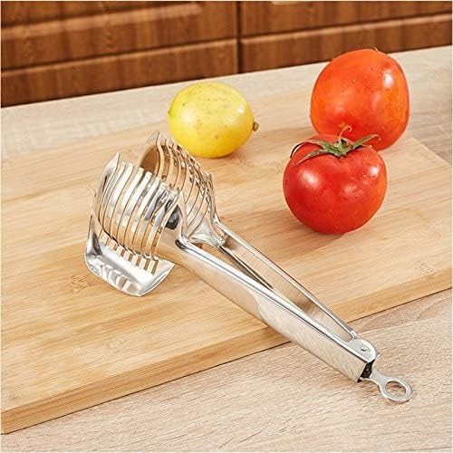Tomato Slicer Lemon Cutter Stainless Steel Kitchen Cutting Aid Holder Tools For Soft Skin Fruits And Vegetables,Home Made Food & Drinks Decoration