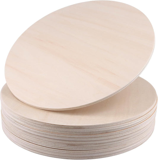 12 PCS 11.8 Inch Wood Circles, 1/4 Inch Round Wood Sheets, Unfinished Wood Rounds Cutout for Handicrafts, Model Making, Painting, Decorating