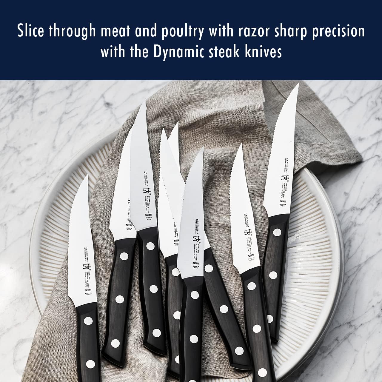 Dynamic 7-Pc Knife Set, Razor-Sharp German Engineered | The Perfect Kitchen Knife Set for Effortless Cutting, Informed by 100+ Years of Mastery. Dishwasher safe, Comfortable Handle