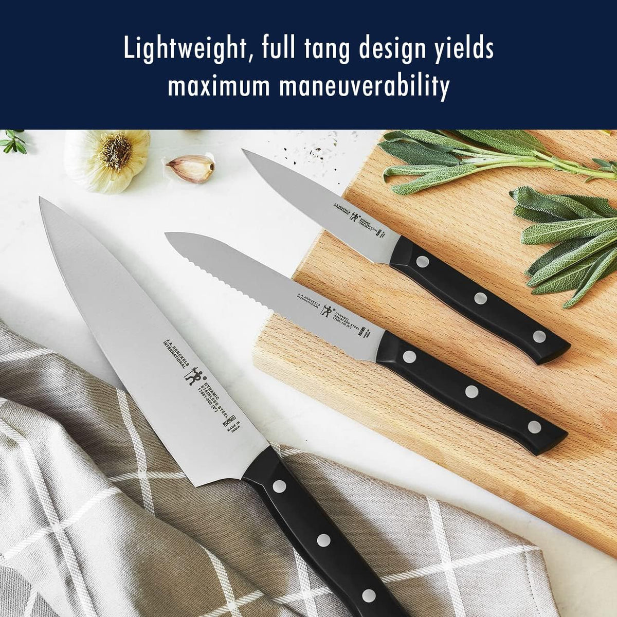 Dynamic 7-Pc Knife Set, Razor-Sharp German Engineered | The Perfect Kitchen Knife Set for Effortless Cutting, Informed by 100+ Years of Mastery. Dishwasher safe, Comfortable Handle