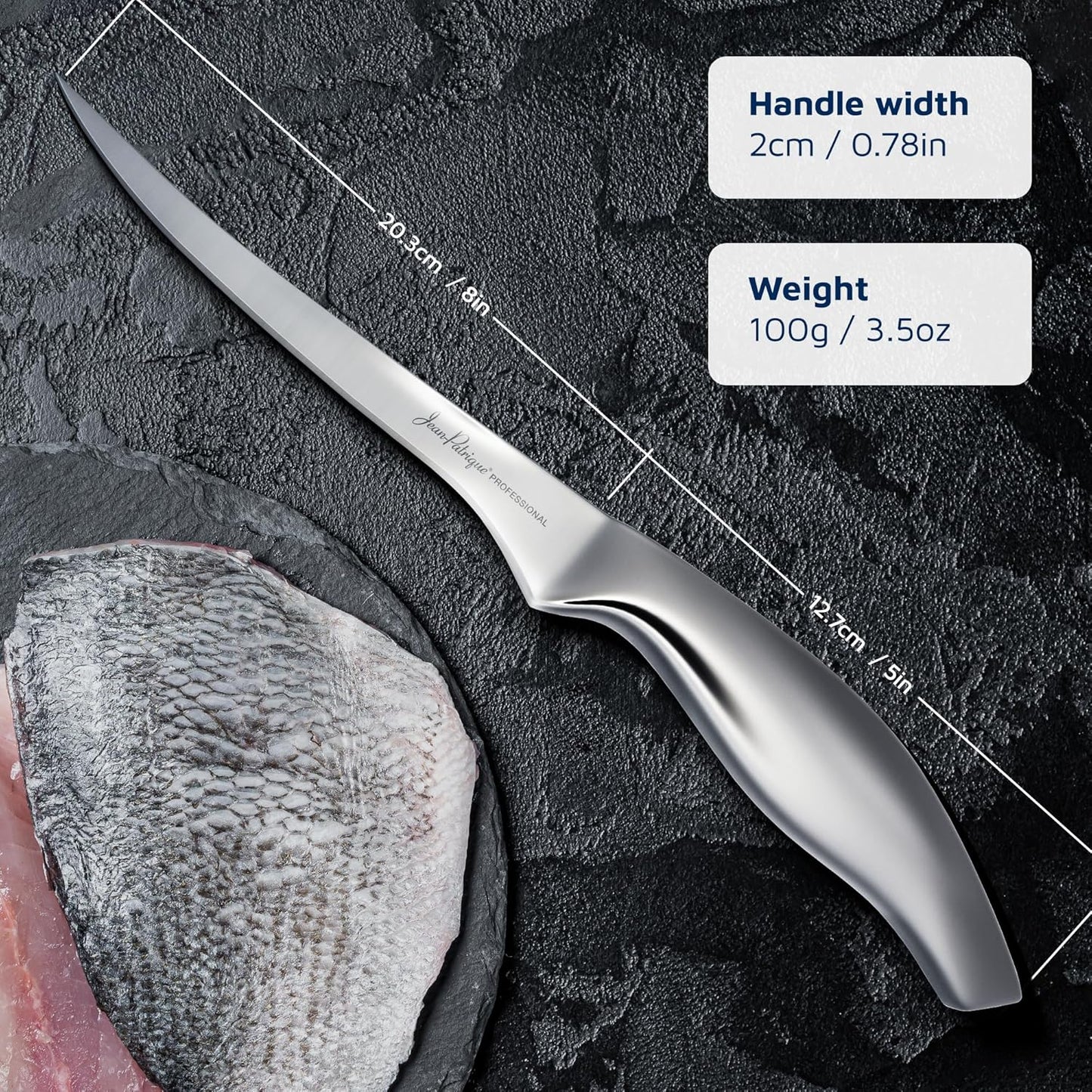 Chopaholic Stainless Steel Boning Knife, 8 inch – Thin & Flexible Fish Fillet Knife