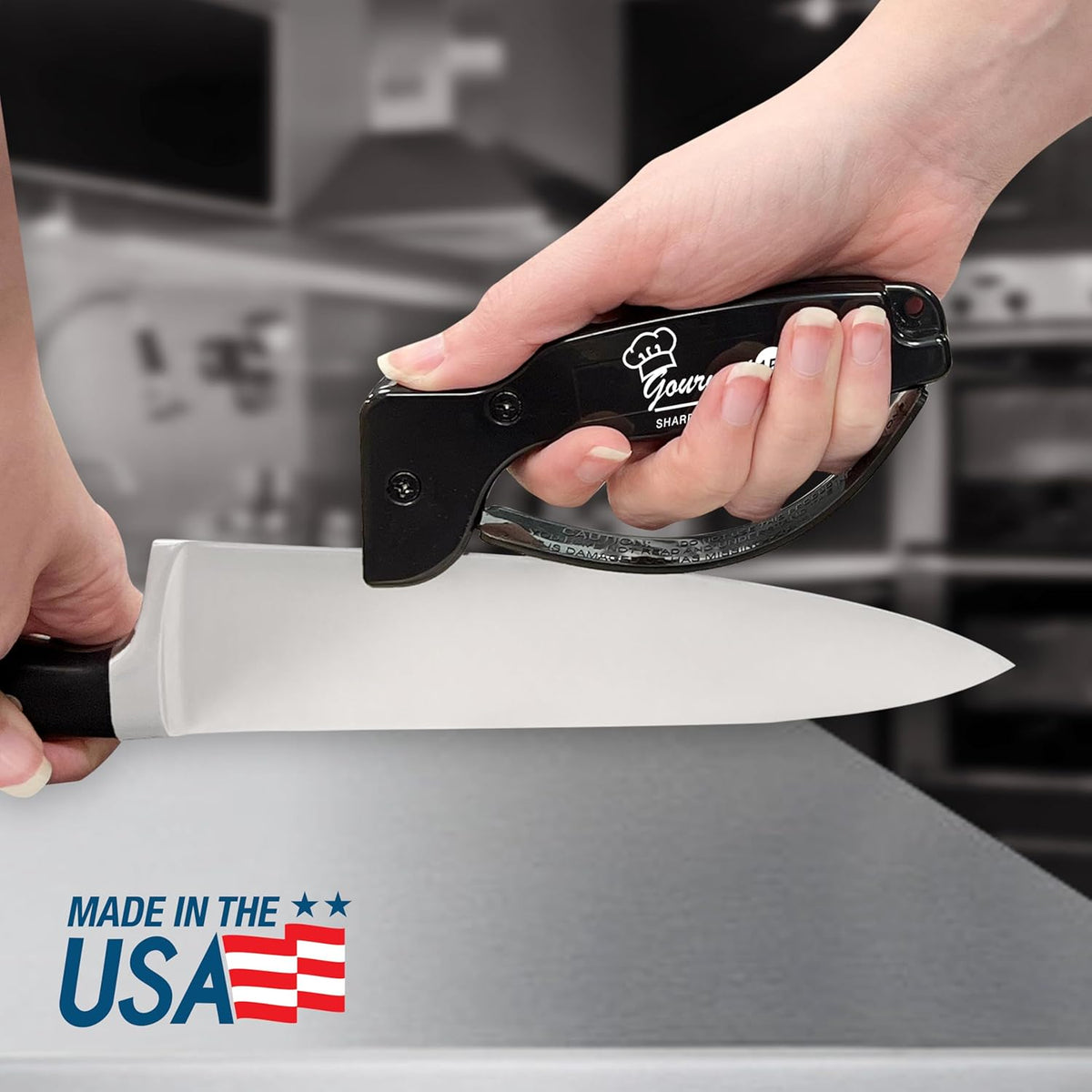 AccuSharp Knife Sharpener, Ergonomic Comfortable Handle, Compact & Easy to Use, Restore and Hone Straight & Serrated Knives, White