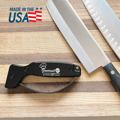 AccuSharp Knife Sharpener, Ergonomic Comfortable Handle, Compact & Easy to Use, Restore and Hone Straight & Serrated Knives, White