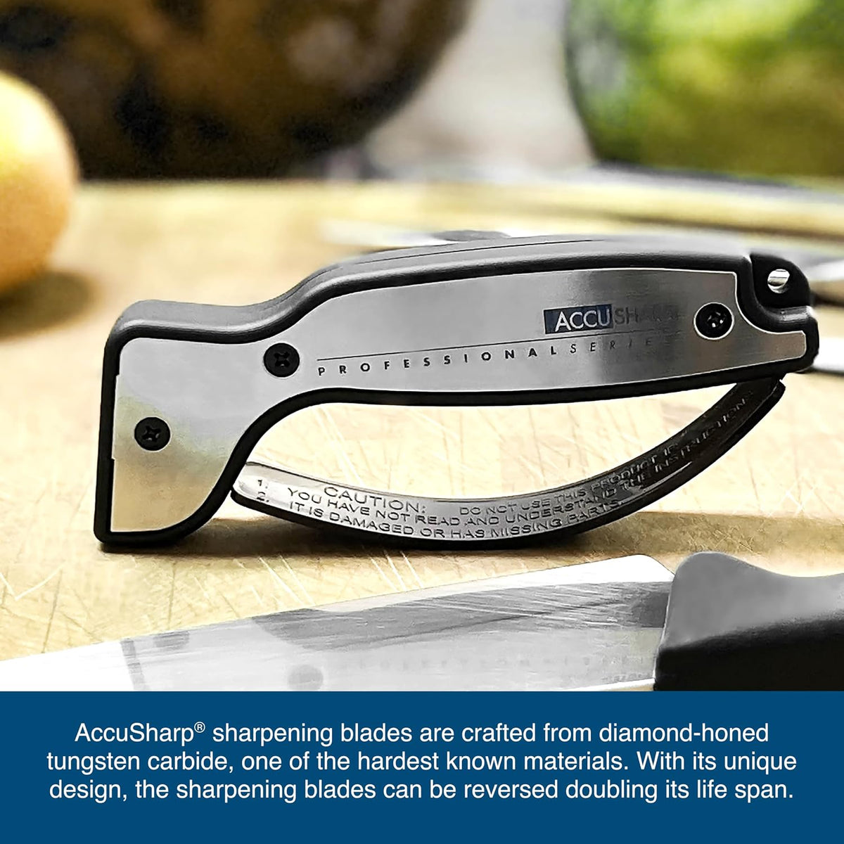 AccuSharp Knife Sharpener, Ergonomic Comfortable Handle, Compact & Easy to Use, Restore and Hone Straight & Serrated Knives, White