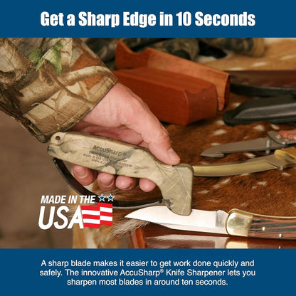 AccuSharp Knife Sharpener, Ergonomic Comfortable Handle, Compact & Easy to Use, Restore and Hone Straight & Serrated Knives, White