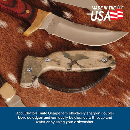 AccuSharp Knife Sharpener, Ergonomic Comfortable Handle, Compact & Easy to Use, Restore and Hone Straight & Serrated Knives, White