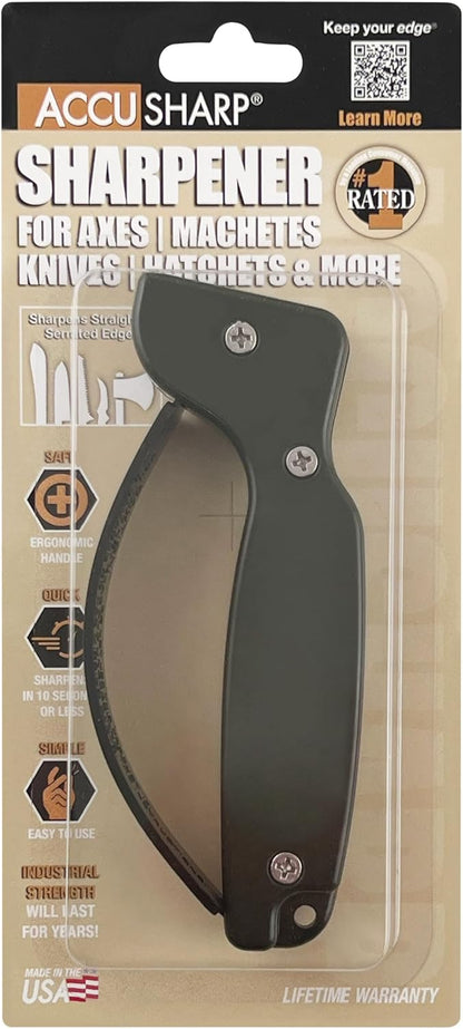 AccuSharp Knife Sharpener, Ergonomic Comfortable Handle, Compact & Easy to Use, Restore and Hone Straight & Serrated Knives, White
