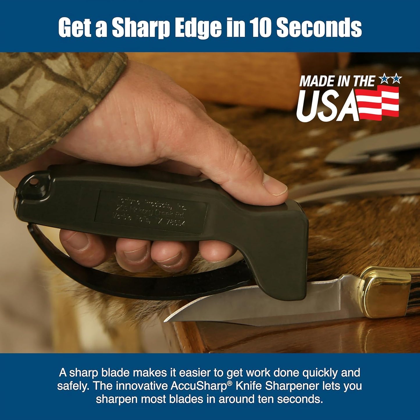AccuSharp Knife Sharpener, Ergonomic Comfortable Handle, Compact & Easy to Use, Restore and Hone Straight & Serrated Knives, White