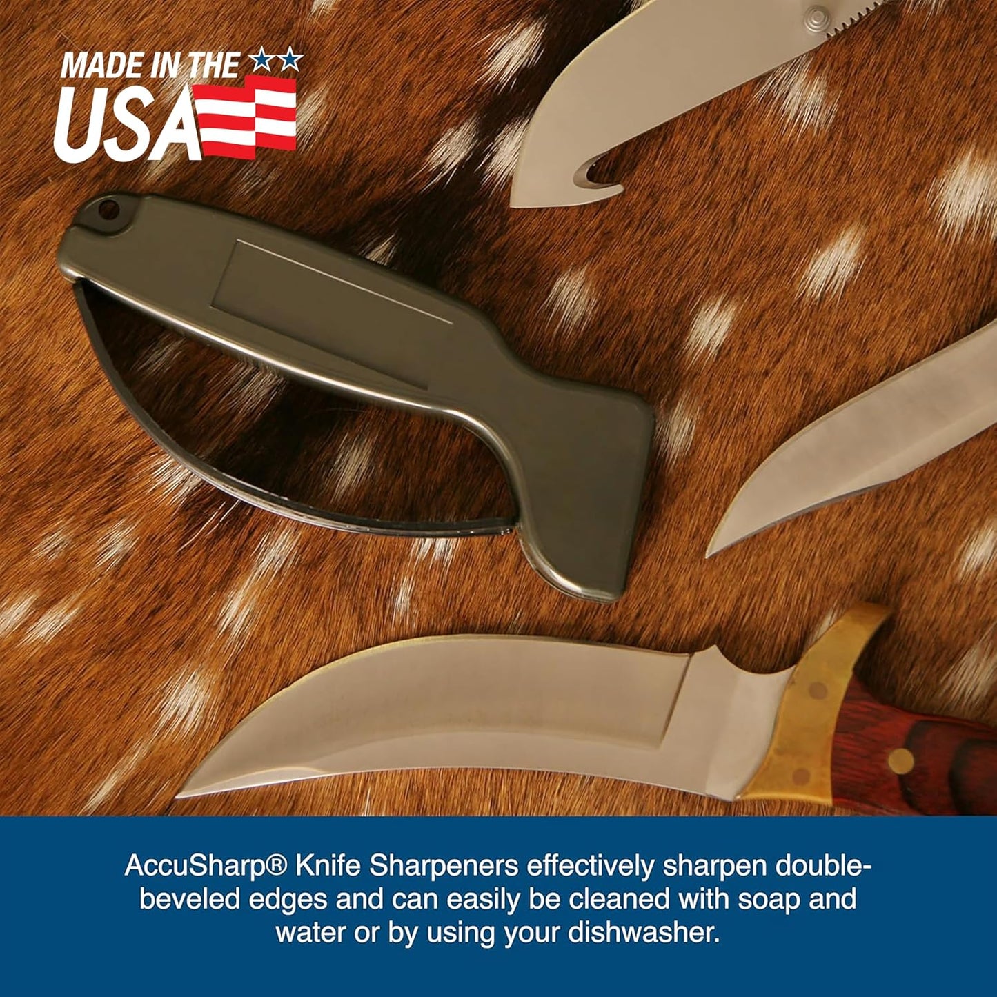 AccuSharp Knife Sharpener, Ergonomic Comfortable Handle, Compact & Easy to Use, Restore and Hone Straight & Serrated Knives, White