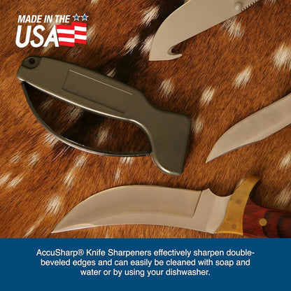AccuSharp Knife Sharpener, Ergonomic Comfortable Handle, Compact & Easy to Use, Restore and Hone Straight & Serrated Knives, White
