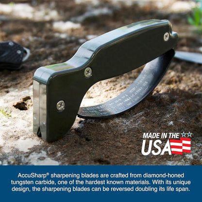 AccuSharp Knife Sharpener, Ergonomic Comfortable Handle, Compact & Easy to Use, Restore and Hone Straight & Serrated Knives, White