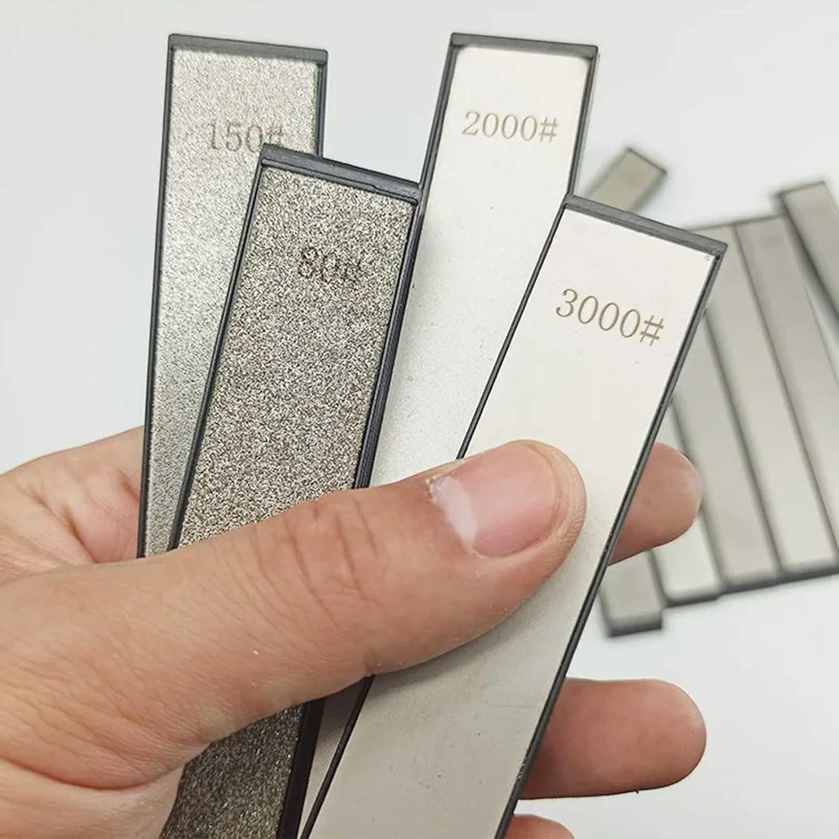 Diamond Sharpening Stones, 6 PCS Diamond Whetstones Knife Sharpening Kit with Anti-Slip Base - 240+400+600+1500+2000+3000 for Fix-Angled Knife Sharpening System, Ruixin Pro Sharpener