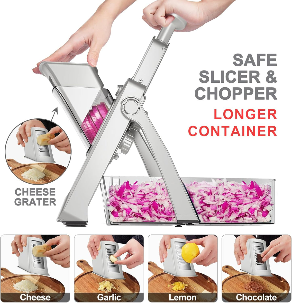 SupMaKin Safe Mandoline Slicer for Kitchen,Adjustable Potato Slicer 1-8 mm
