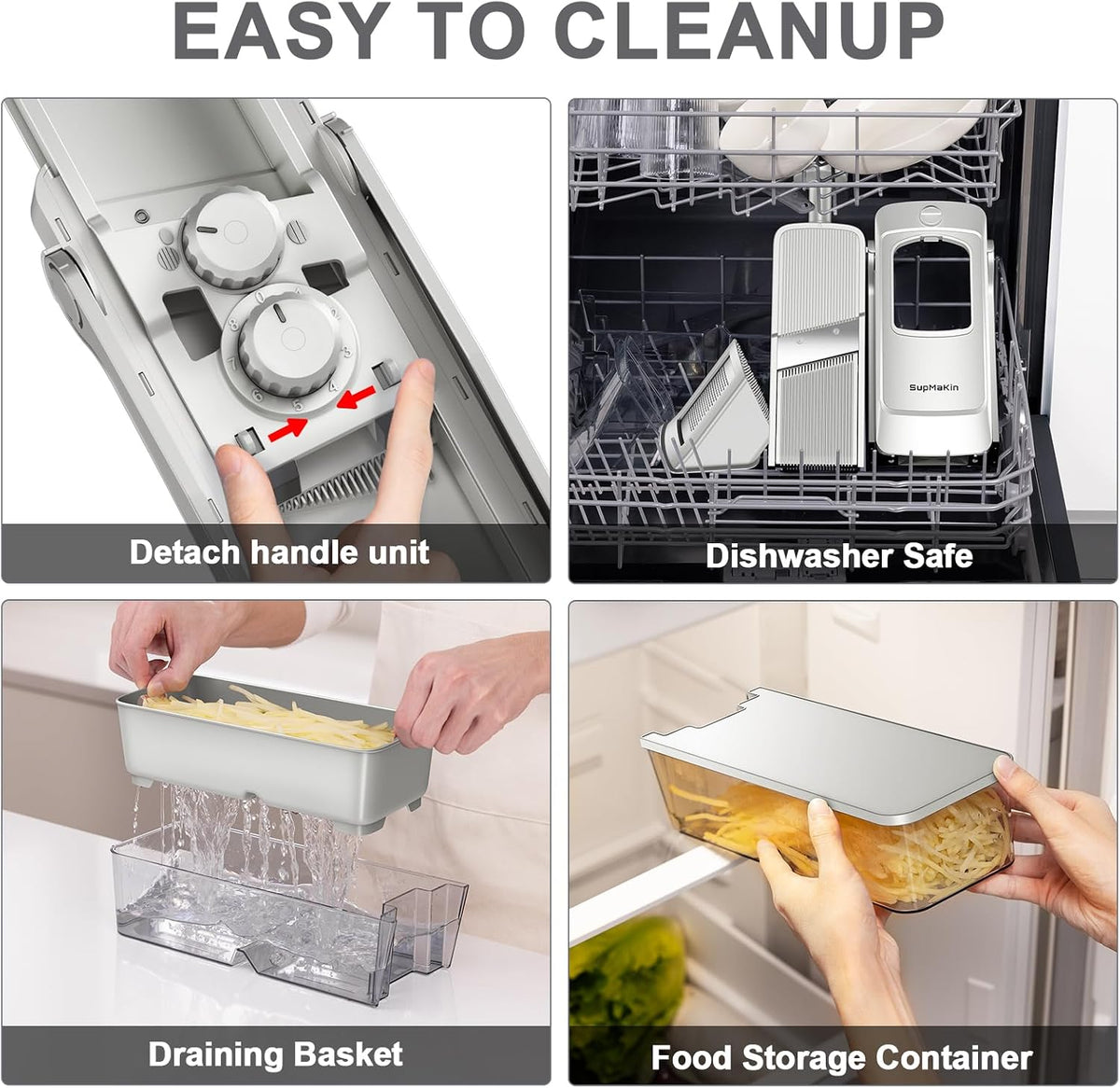 SupMaKin Safe Mandoline Slicer for Kitchen,Adjustable Potato Slicer 1-8 mm