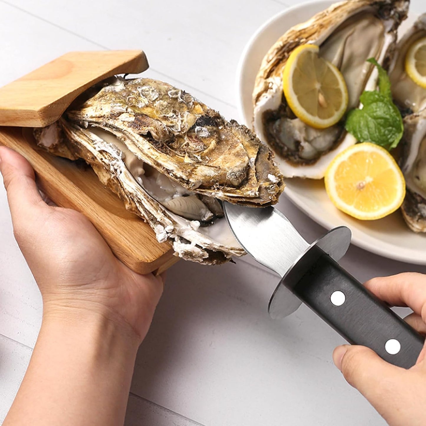 Oyster Shucking Kit Stainless Steel Seafood Tool | Professional Oyster Shucker Clamp & Opener Tool, Heavy-Duty Oyster Knife Shucker Machine for Home Kitchen, Seafood Restaurant & Shucking Lovers