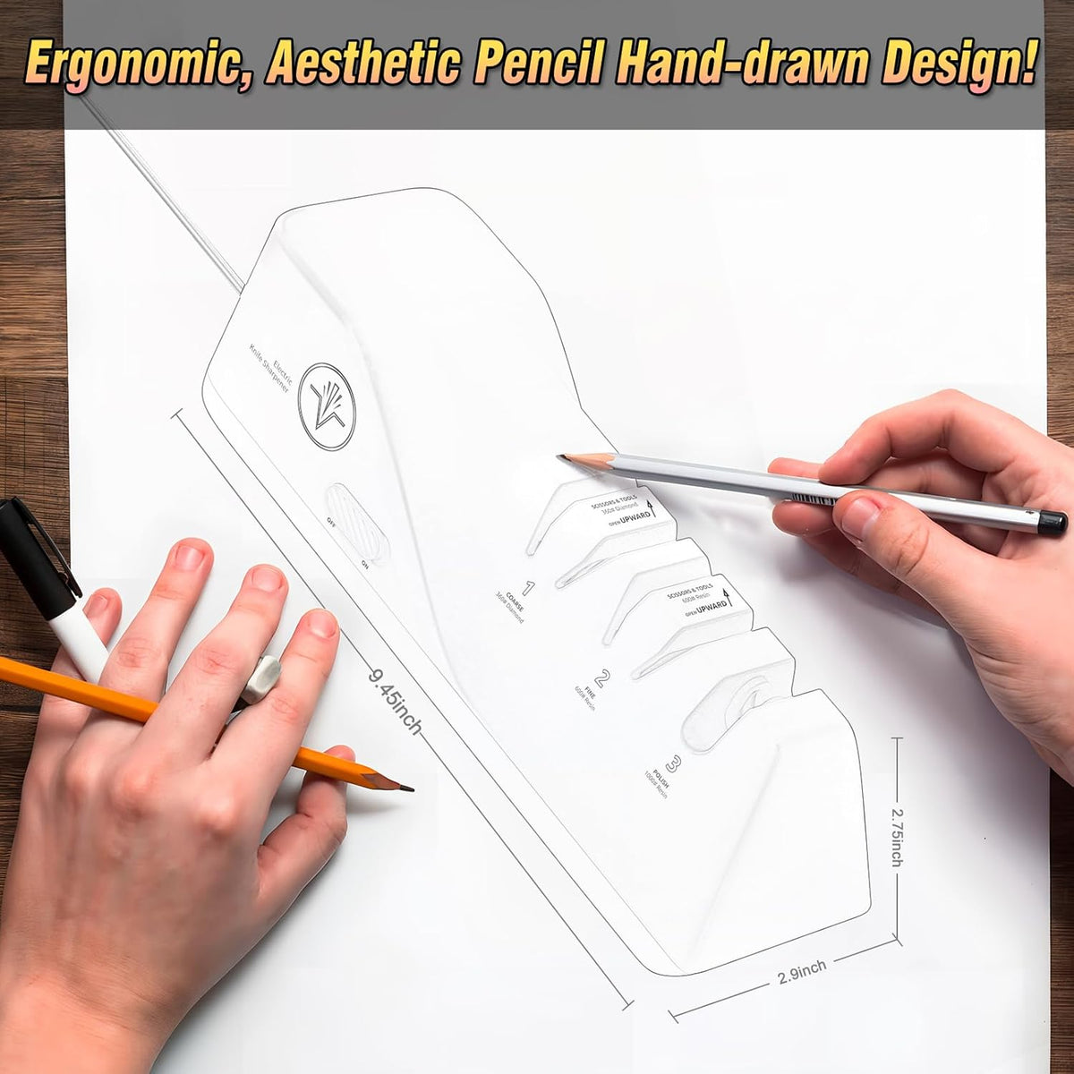Professional Electric Knife Sharpeners with 100% Diamond Abrasives and Precision Angle Guides, Multifunctional 3-Stage Slots, Applicable to Straight Knife and Ceramic Knife