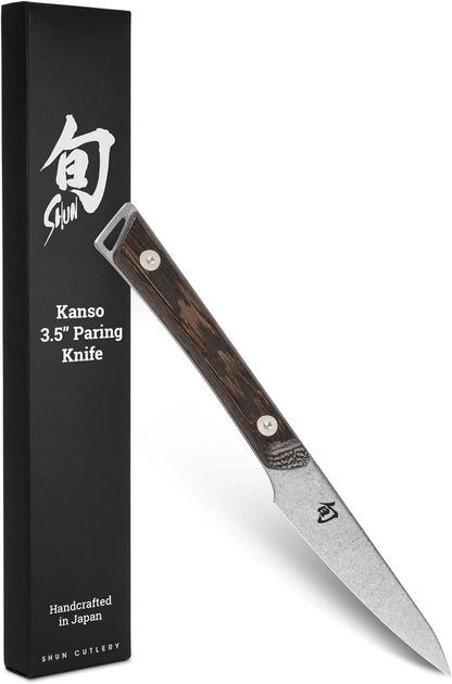 Kanso 3.5" Paring Knife, Handcrafted Japanese Vegetable and Fruit Knife, AUS10A Stainless Steel Blade, Tagayasan Handle, Small Kitchen Tool for Peeling, Coring and Cutting