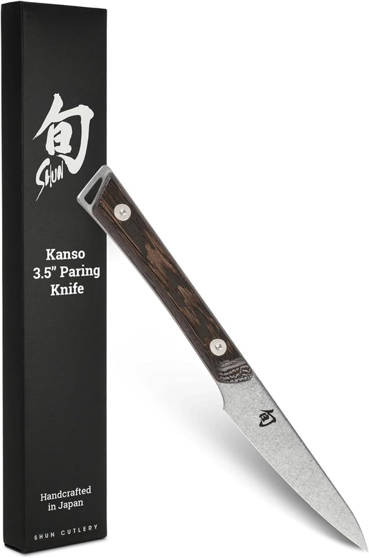 Kanso 3.5" Paring Knife, Handcrafted Japanese Vegetable and Fruit Knife, AUS10A Stainless Steel Blade, Tagayasan Handle, Small Kitchen Tool for Peeling, Coring and Cutting